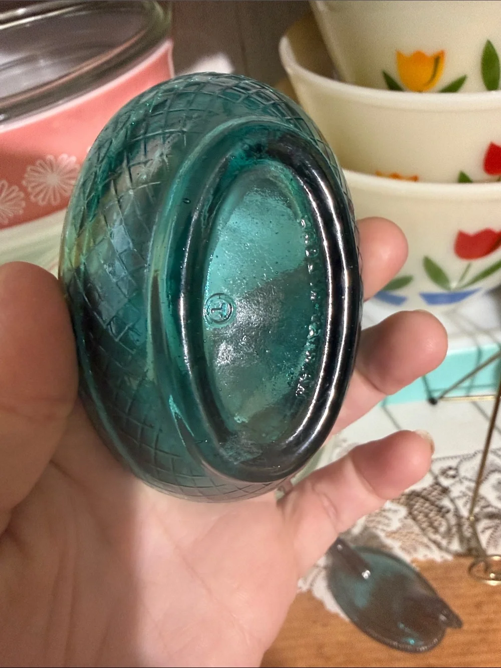 Teal Glass Hen on Nest Decorative Dish - Home Accents